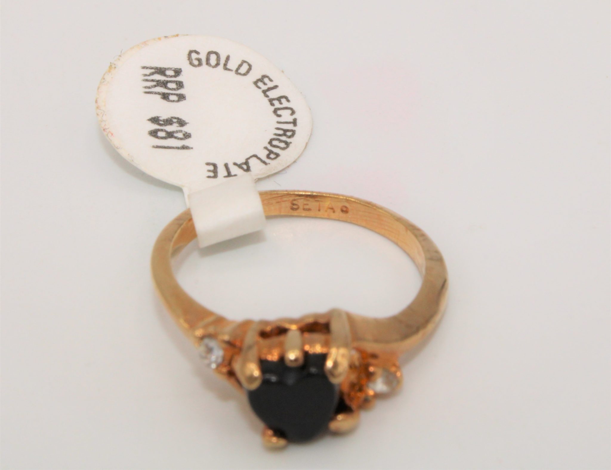 NEW Seta Black Onyx Gold Electroplate Ring | Size 6