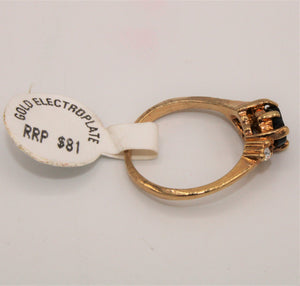 NEW Seta Black Onyx Gold Electroplate Ring | Size 6