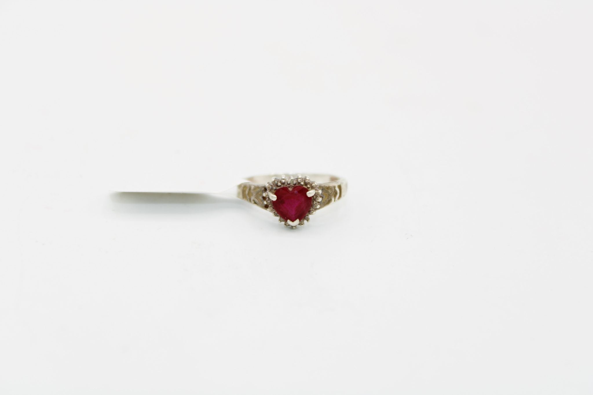 Ruby Colored Heart Stone Ring | Size 8
