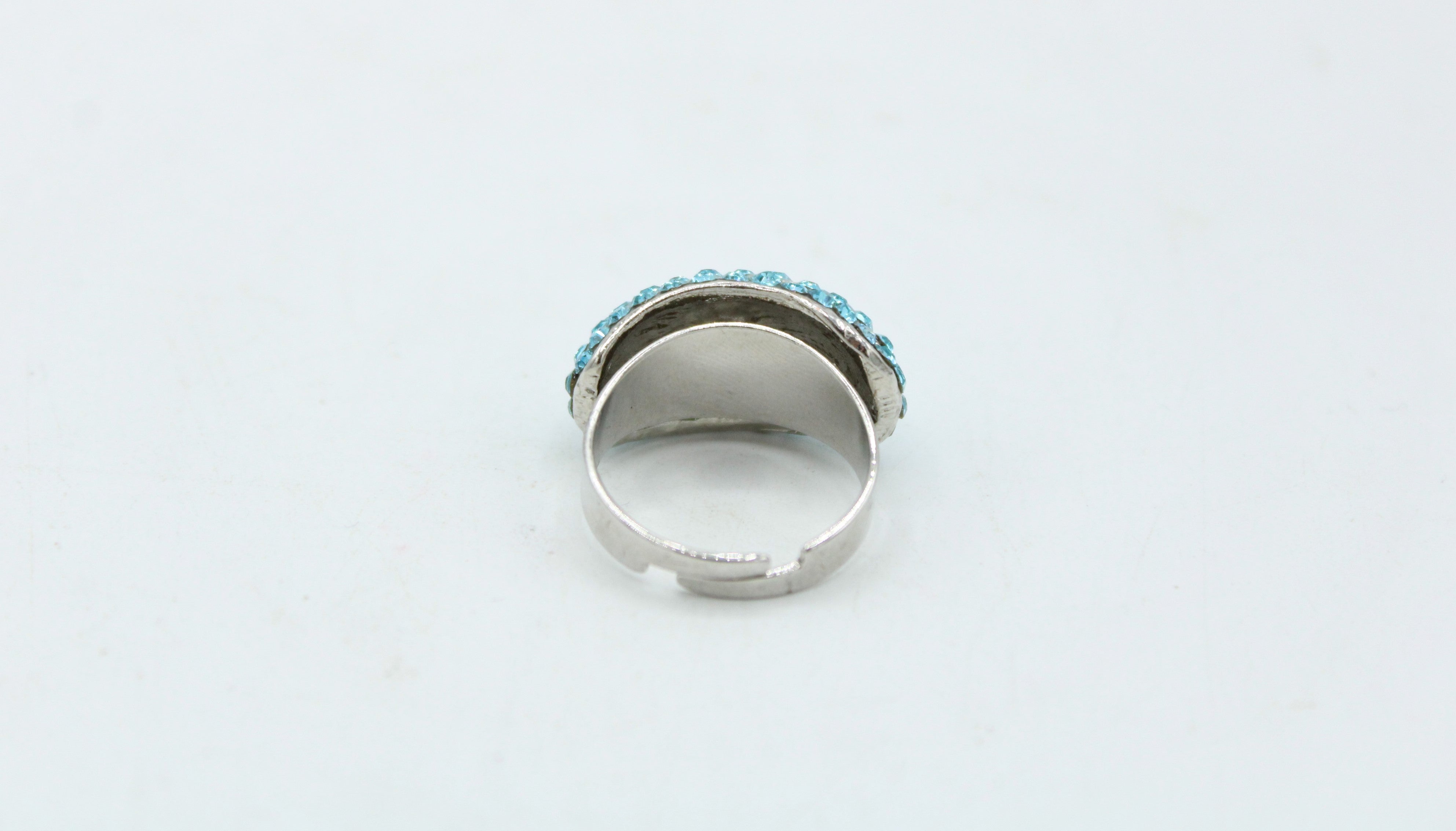 Blue Rhinestone Adjustable Ring