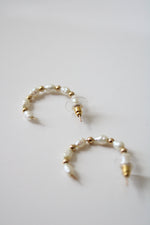 14K Pearl & Gold Hoop Earrings