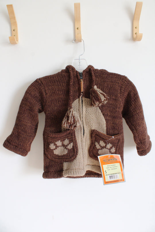 NEW Kyber Outerwear Brown Bear Fleece Lined Wool Blend Sweater Jacket | Youth M