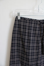 NEW Liz Claiborne Navy & Tan Plaid Wrap Skirt | 8