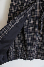 NEW Liz Claiborne Navy & Tan Plaid Wrap Skirt | 8