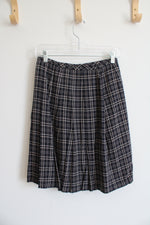 NEW Liz Claiborne Navy & Tan Plaid Wrap Skirt | 8