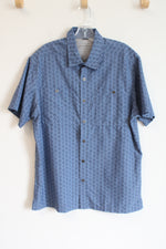 Eddie Bauer Blue Pattern Button Down Short Sleeved Shirt | M