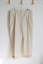 NEW Lands' End Pleated Traditional Fit Beige Pants | 38