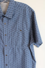 Eddie Bauer Blue Pattern Button Down Short Sleeved Shirt | M