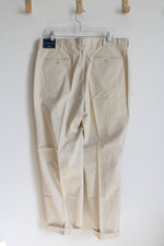 NEW Lands' End Pleated Traditional Fit Beige Pants | 38