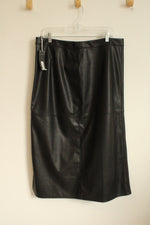 NEW Worthington Black Faux Leather Midi Skirt | 16