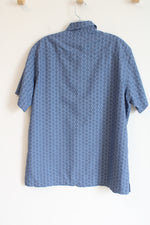 Eddie Bauer Blue Pattern Button Down Short Sleeved Shirt | M