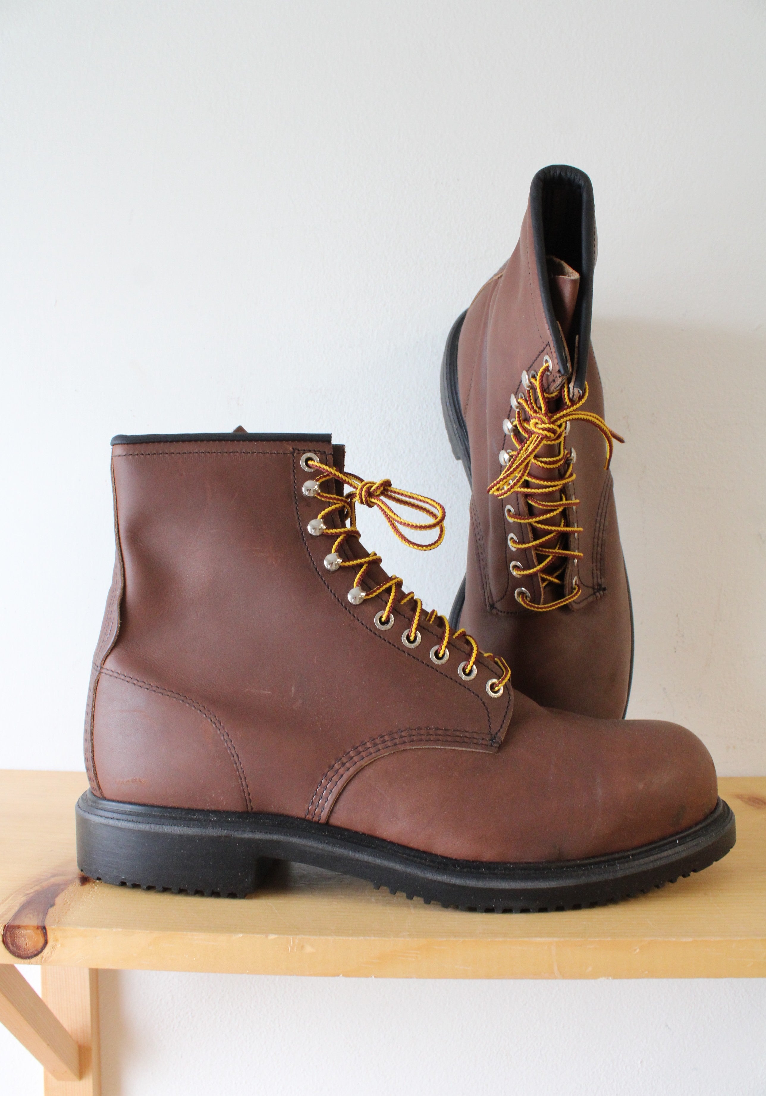 Red Wing Brown Leather Steel Toe Boots | 14