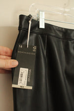 NEW Worthington Black Faux Leather Midi Skirt | 16
