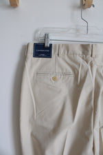 NEW Lands' End Pleated Traditional Fit Beige Pants | 38