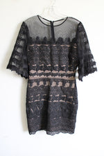 Nicole Miller Black Shimmer Lace Fitted Dress | 8
