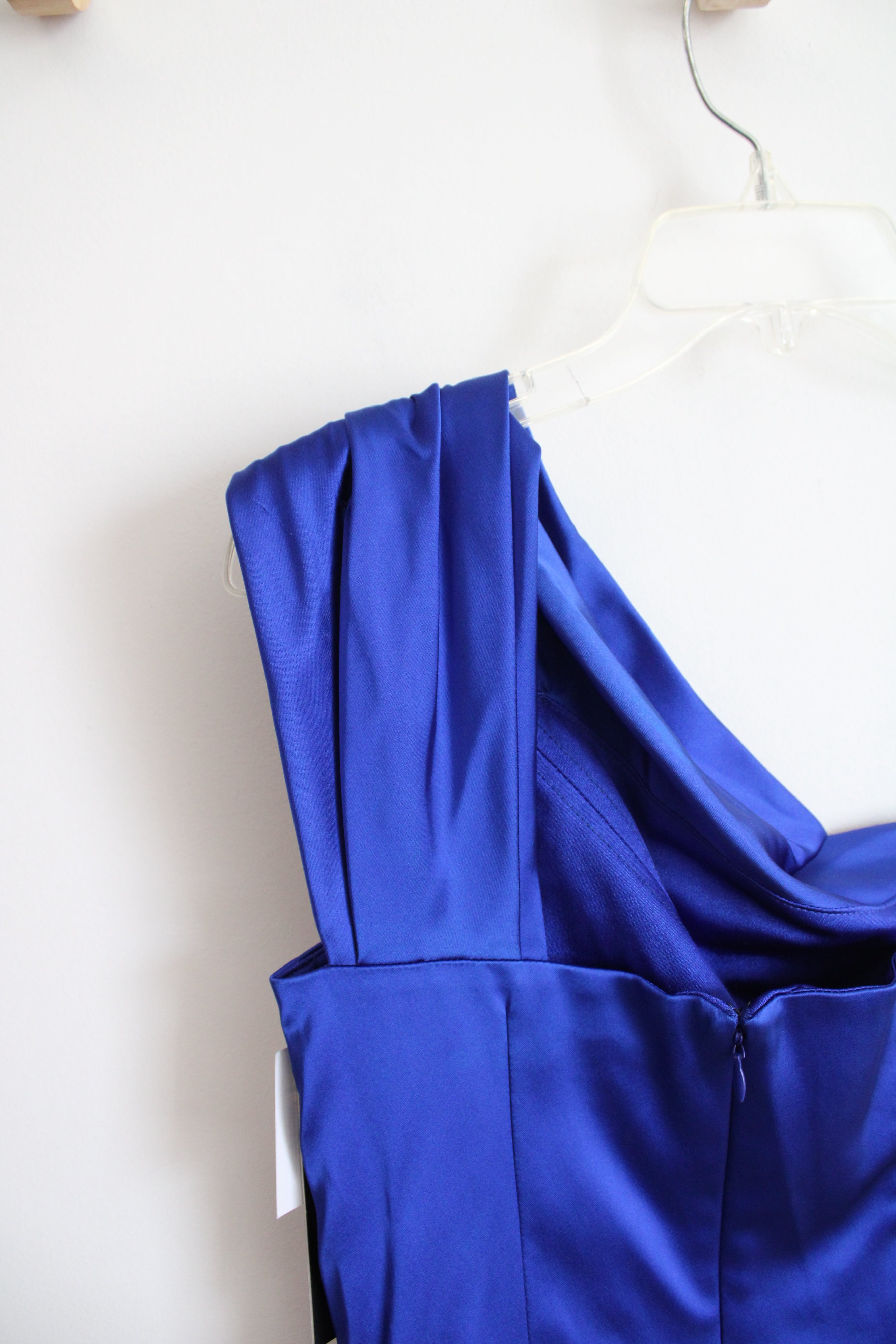 david meister blue dress NEW David Meister Blue Beaded One Shoulder Cocktail Dress