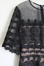 Nicole Miller Black Shimmer Lace Fitted Dress | 8