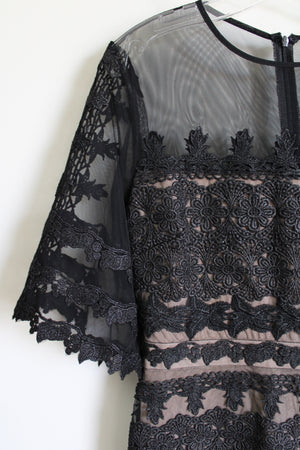 Nicole Miller Black Shimmer Lace Fitted Dress | 8