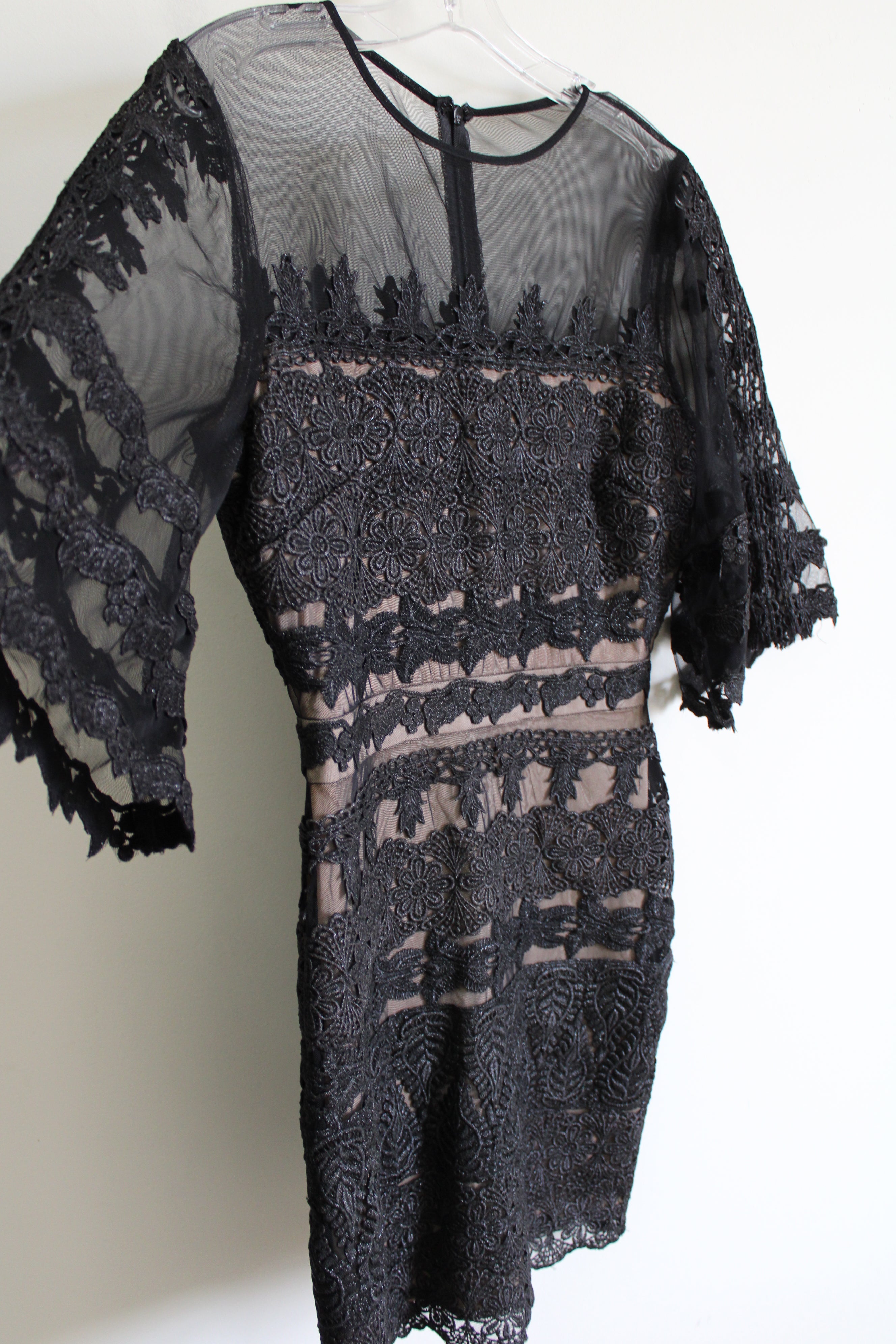 Nicole Miller Black Shimmer Lace Fitted Dress | 8