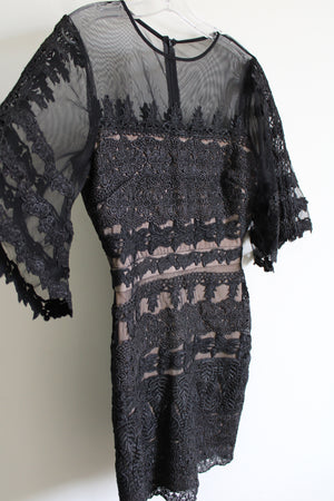 Nicole Miller Black Shimmer Lace Fitted Dress | 8