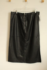 NEW Worthington Black Faux Leather Midi Skirt | 16