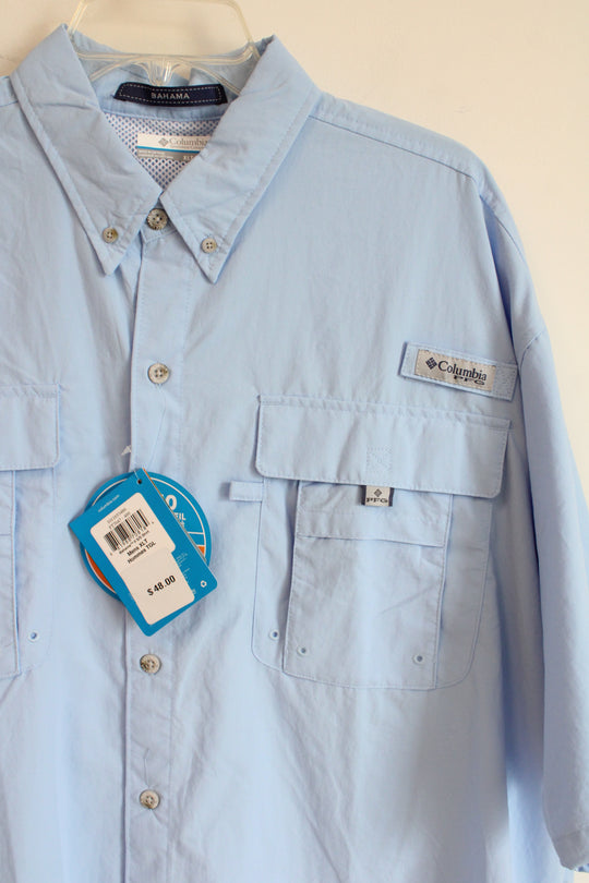 NEW Columbia Bahama Light Blue Short Sleeved Button Down Shirt | XL Tall