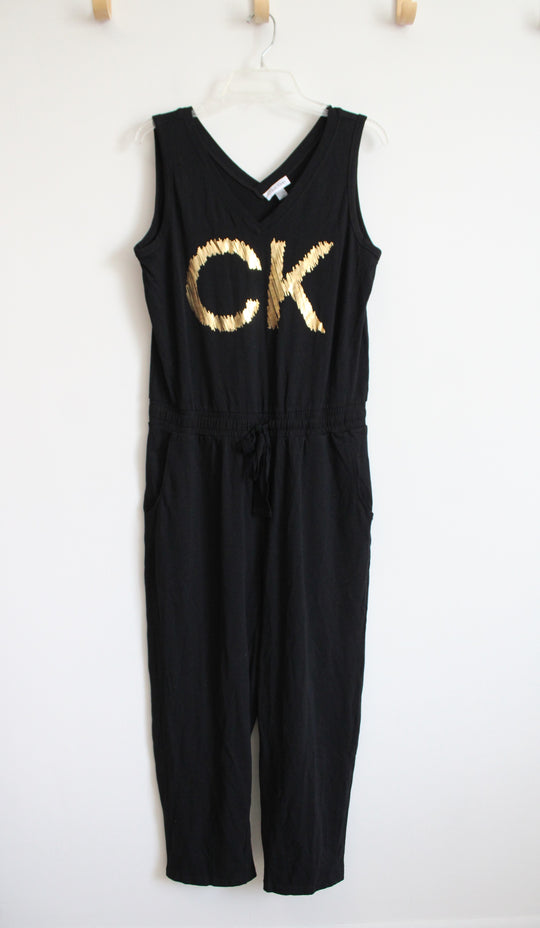 Calvin Klein Black Gold Logo Jumpsuit | M