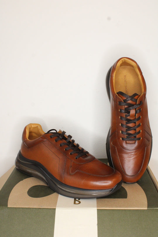 Beckett Simonon Porto Tan Leather and Black Rubber Soles Sneakers | Size 9.5