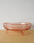 Anchor Hocking Manhattan Pink Triple Footed Open Candy Dish | 6.5"
