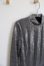 Badgley Mischka Silver Sequin Cocktail Dress | 2