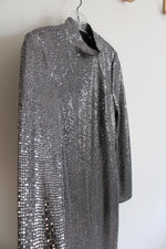 Badgley Mischka Silver Sequin Cocktail Dress | 2