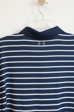 Under Armour Navy Blue Striped Polo Shirt | 2XL
