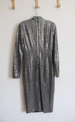 Badgley Mischka Silver Sequin Cocktail Dress | 2