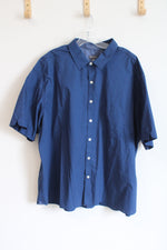 Van Heusen Never Tuck Blue Dotted Button Down Shirt | 2XL
