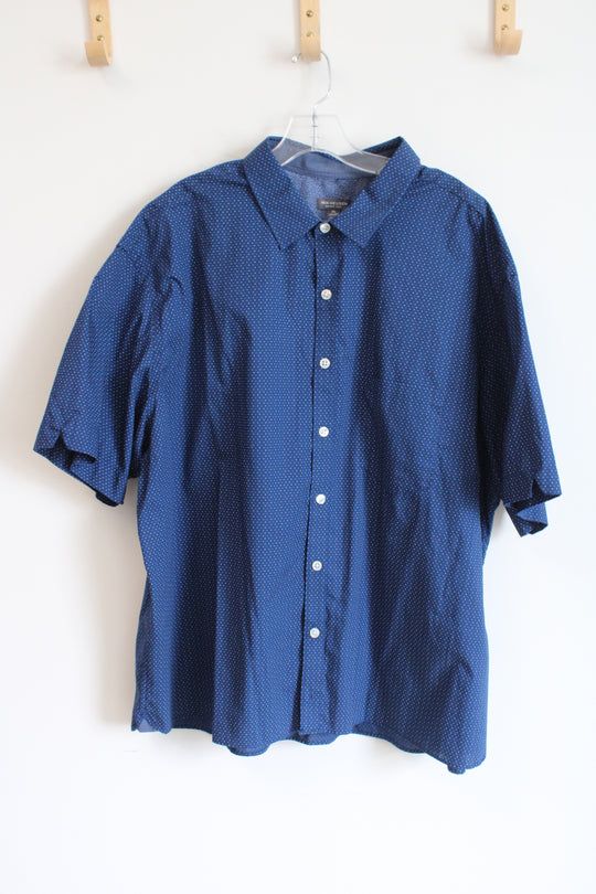Van Heusen Never Tuck Blue Dotted Button Down Shirt | 2XL