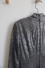 Badgley Mischka Silver Sequin Cocktail Dress | 2