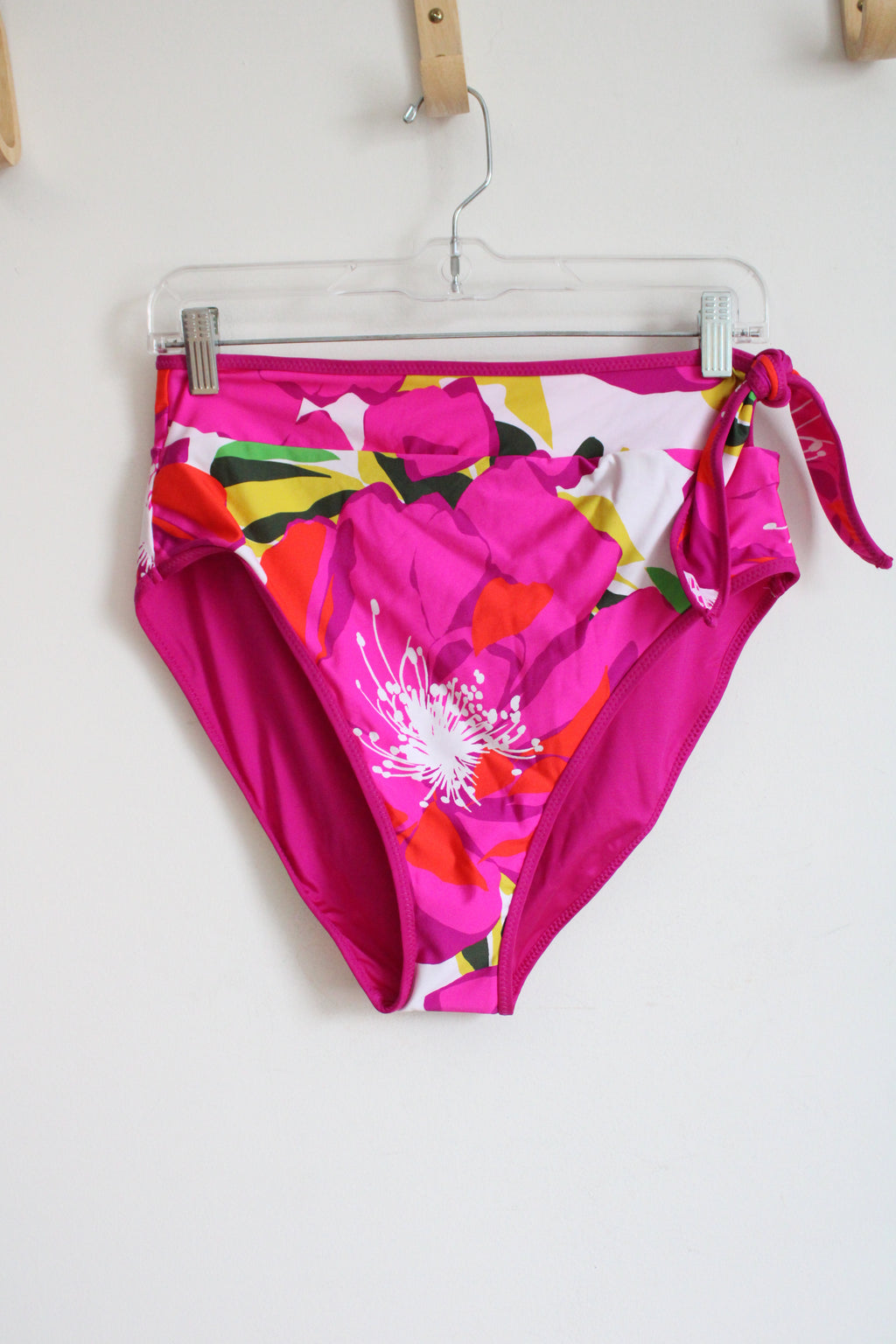 NEW Trina Turk Sash Tie Hi Waist Pink Floral Bikini Bottom | 12
