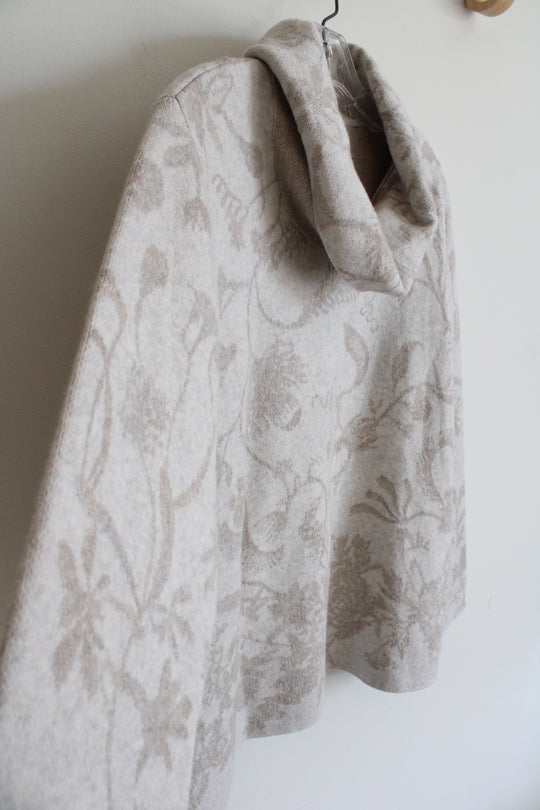 J.Jill Tan Floral Cowl Neck Sweater | M