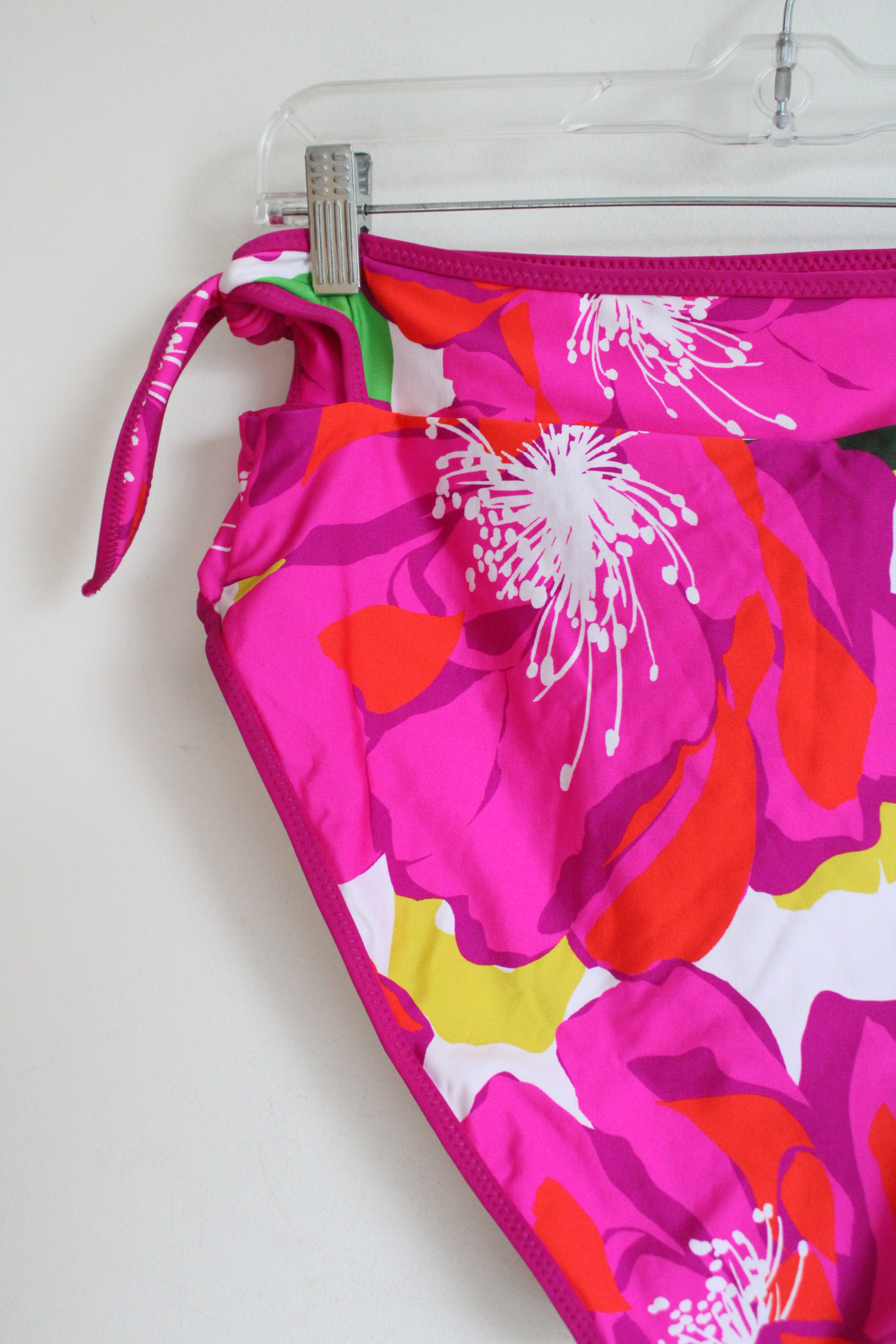 NEW Trina Turk Sash Tie Hi Waist Pink Floral Bikini Bottom | 12