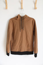 Express Brown Fleece 1/4 Zip Hoodie | XS