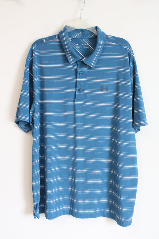 Under Armour HeatGear Blue White Striped Polo shirt | 2XL