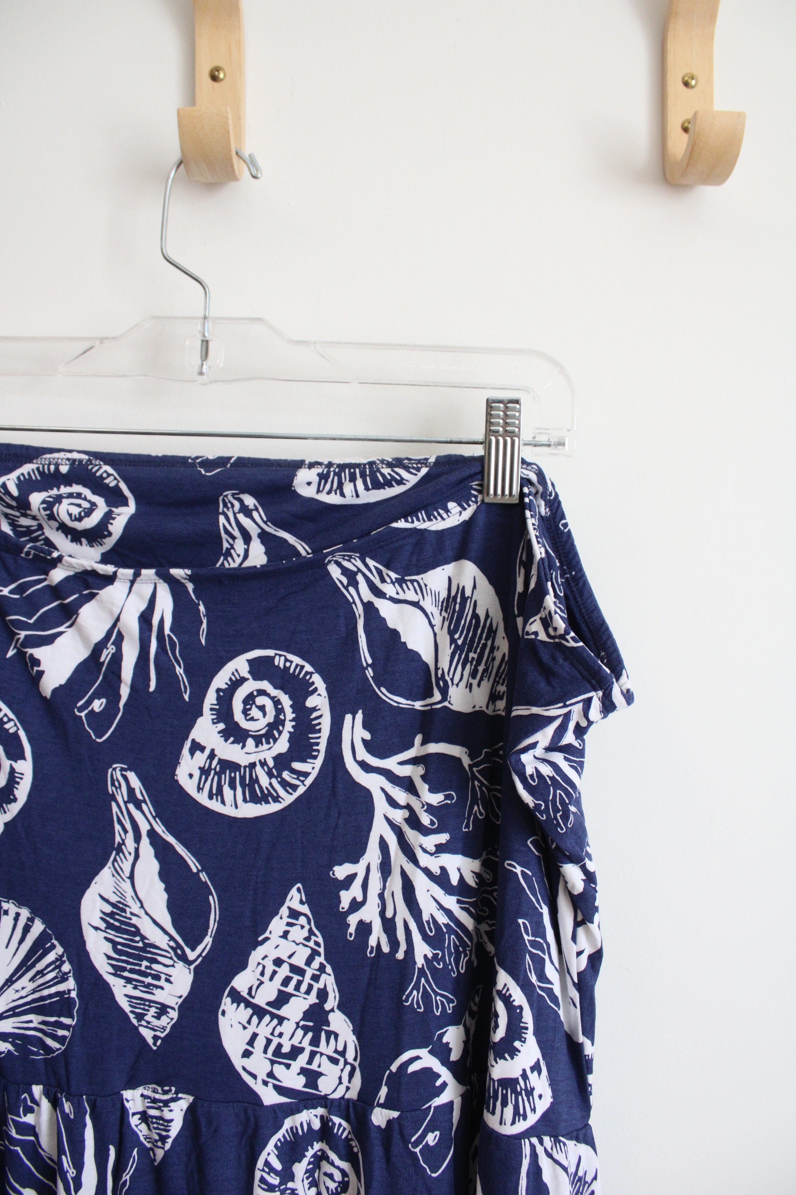 Venus Blue & White Seashell Print Strapless Maxi Dress | 3X