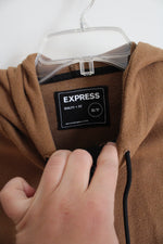 Express Brown Fleece 1/4 Zip Hoodie | XS