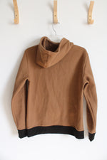Express Brown Fleece 1/4 Zip Hoodie | XS