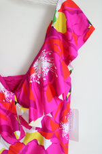 NEW Trina Turk Pink Floral Ruffle Swim Top | 12