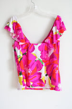 NEW Trina Turk Pink Floral Ruffle Swim Top | 12