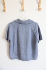 NEW Tahari Blue Cashmere Collared Sweater Top | M
