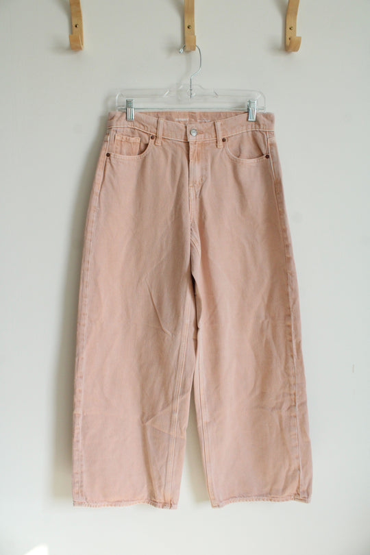 Old Navy Peach Pink High Rise Baggy Wide Leg Jeans | 4