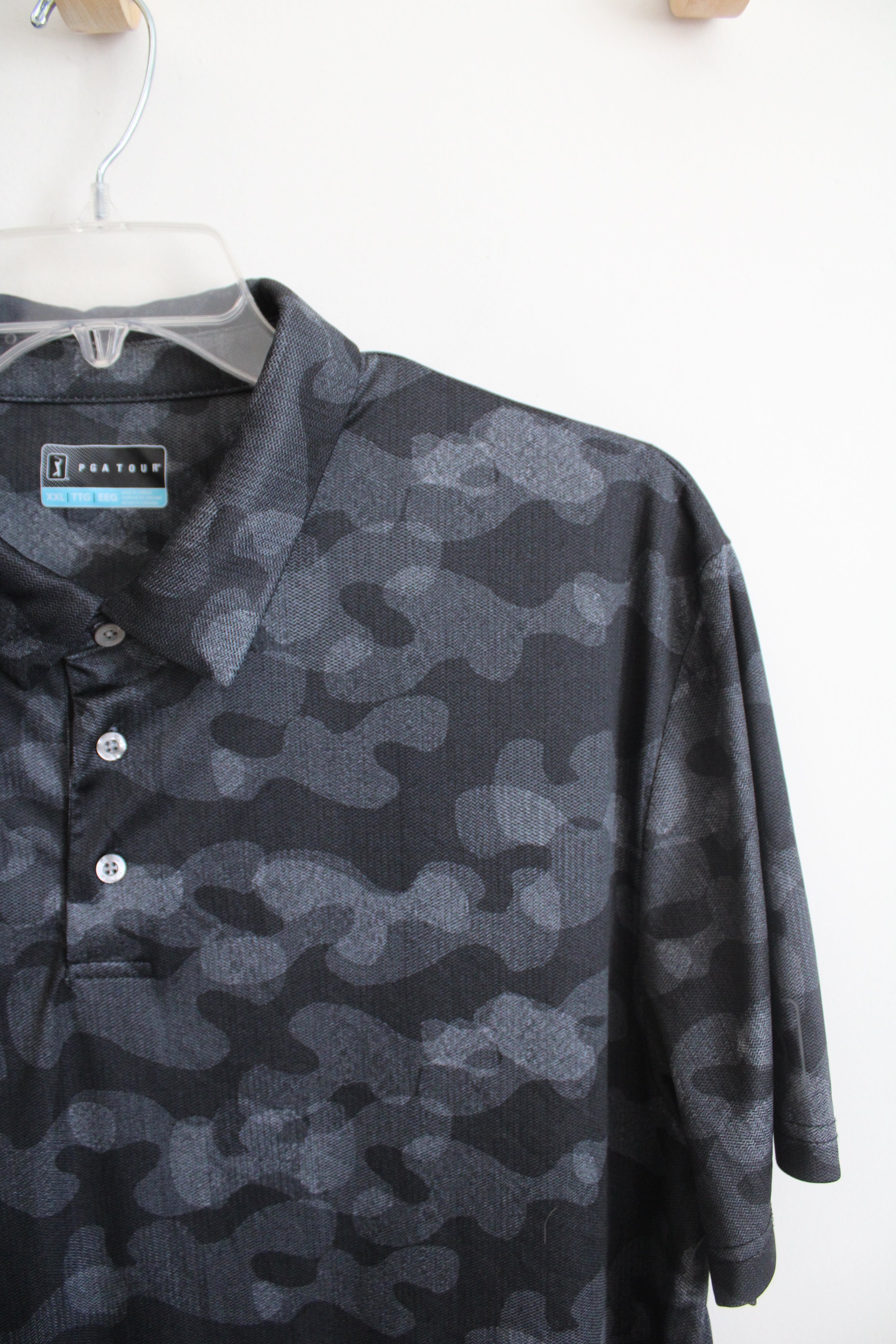 PGA Tour Black & Gray Camo Polo Shirt | XXL
