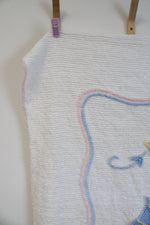 Vintage Chenille Bunny On Rocking Horse Baby Blanket